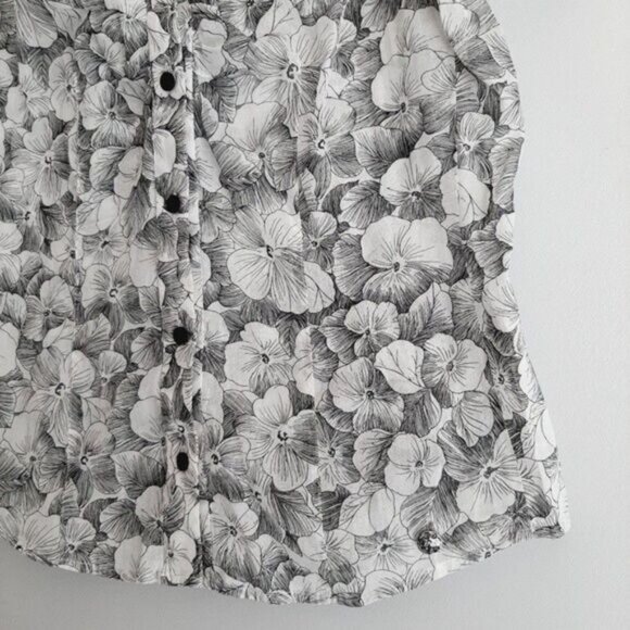 McGREGOR 100% Cotton Semisheer Button Down Shirt Floral B&W Sz S - Picture 6 of 12